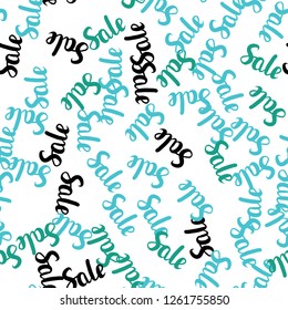 Light Blue, Green vector seamless template with 70, 90% selling. Gradient illustration with discount signs on white backdrop. Pattern for ads, posters, banners of sales.