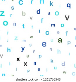 Light Blue, Green vector seamless template with isolated letters. Shining illustration with ABC symbols on abstract template. Pattern for trendy fabric, wallpapers.