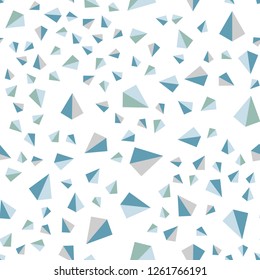 Light Blue, Green vector seamless, isometric template with crystals, triangles. Decorative design in abstract style with triangles. Template for business cards, websites.