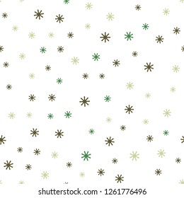 Light Blue, Green vector seamless background with xmas snowflakes. Colorful decorative design in xmas style with snow. Pattern for design of fabric, wallpapers.