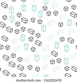 Light Blue, Green vector seamless, isometric layout with lines, rectangles. Beautiful illustration with rectangles and squares. Design for textile, fabric, wallpapers.