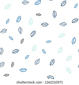 Light Blue, Green vector seamless abstract pattern with leaves. An elegant bright illustration with leaves in Natural style. Pattern for design of fabric, wallpapers.