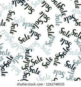 Light Blue, Green vector seamless template with 70, 90% selling. Colored words of sales with gradient on white background. Backdrop for mega promotions, discounts.