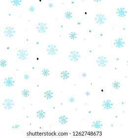 Light Blue, Green vector seamless template with ice snowflakes. Colorful snowflakes with gradient on abstract background. Trendy design for wallpaper, fabric makers.