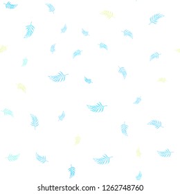 Light Blue, Green vector seamless doodle template with leaves. Brand new colored illustration in blurry style with leaves. Design for textile, fabric, wallpapers.