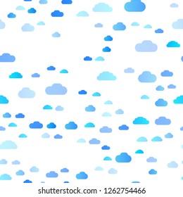 Light Blue, Green vector seamless template with sky, clouds. Illustration with abstract gradient clouds. Trendy design for wallpaper, fabric makers.