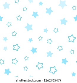 Light Blue, Green vector seamless background with colored stars. Glitter abstract illustration with colored stars. Design for textile, fabric, wallpapers.