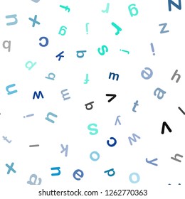 Light Blue, Green vector seamless pattern with ABC symbols. Shining colorful illustration with isolated letters. Design for textile, fabric, wallpapers.