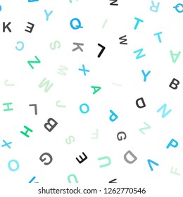Light Blue, Green vector seamless texture with ABC characters. Modern geometrical illustration with ABC english symbols. Design for wallpaper, fabric makers.