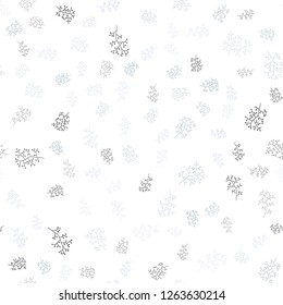 Light Blue, Green vector seamless natural pattern with leaves, branches. Abstract illustration with leaves, branches in doodles style. Template for business cards, websites.