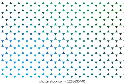 Light Blue, Green vector seamless backdrop with lines, triangles. Triangles on abstract background with colorful gradient. Pattern for design of window blinds, curtains.