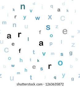 Light Blue, Green vector seamless texture with ABC characters. Shining colorful illustration with isolated letters. Design for wallpaper, fabric makers.