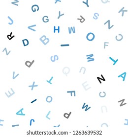 Light Blue, Green vector seamless pattern with ABC symbols. Shining illustration with ABC symbols on abstract template. Texture for window blinds, curtains.