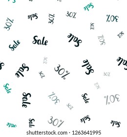 Light Blue, Green vector seamless layout with discount of 30%. Colorful set of  percentage signs in simple style. Backdrop for super sales on Black Friday.