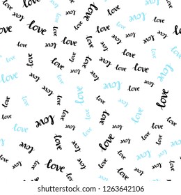 Light Blue, Green vector seamless backdrop with phrase LOVE YOU. Illustration with phrase LOVE YOU for valentine's day. Template for business cards, websites.