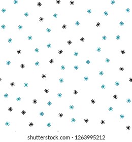 Light Blue, Green vector seamless layout with bright snowflakes. Modern geometrical abstract illustration with snowflakes. Texture for window blinds, curtains.