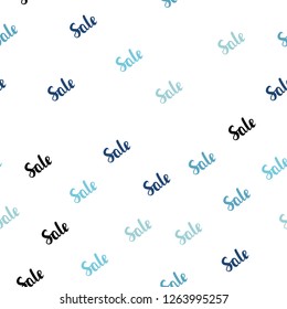 Light Blue, Green vector seamless texture with selling simbols. Illustration with signs of sales on abstract template. Backdrop for mega promotions, discounts.