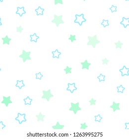 Light Blue, Green vector seamless layout with bright stars. Blurred decorative design in simple style with stars. Template for business cards, websites.