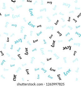 Light Blue, Green vector seamless backdrop with phrase LOVE YOU. Phrase LOVE YOU with colorful gradient in abstract style. Pattern for trendy fabric, wallpapers.