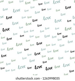 Light Blue, Green vector seamless cover with quote LOVE YOU. Illustration with phrase LOVE YOU for valentine's day. Design for wallpaper, fabric makers.