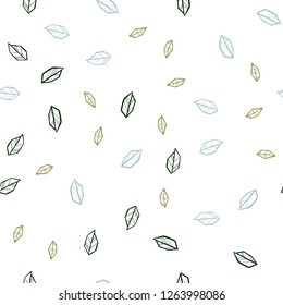 Light Blue, Green vector seamless elegant template with leaves. Brand new colored illustration in blurry style with leaves. Template for business cards, websites.