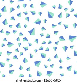 Light Blue, Green vector seamless, isometric backdrop with lines, triangles. Glitter abstract illustration with triangular shapes. Texture for window blinds, curtains.