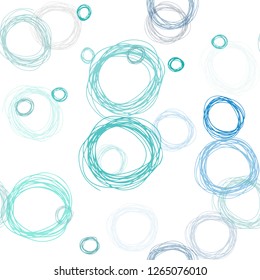 Light Blue, Green vector seamless cover with spots. Illustration with set of shining colorful abstract circles. Texture for window blinds, curtains.