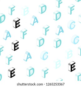 Light Blue, Green vector seamless layout with 3D latin alphabet. Colorful 3D alphabet signs with gradient on white background. Template for business cards, websites.