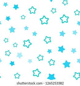 Light Blue, Green vector seamless pattern with christmas stars. Blurred decorative design in simple style with stars. Pattern for design of fabric, wallpapers.