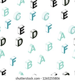 Light Blue, Green vector seamless texture with 3D ABC characters. Abstract illustration with 3D ABC symbols. Pattern for design of fabric, wallpapers.
