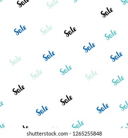 Light Blue, Green vector seamless pattern with sale signs. Shining colorful illustration with isolated selling prices. Backdrop for mega promotions, discounts.