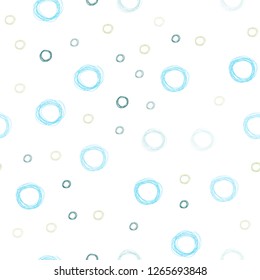 Light Blue, Green vector seamless template with circles. Abstract illustration with colored bubbles in nature style. Pattern can be used for futuristic ad, booklets.