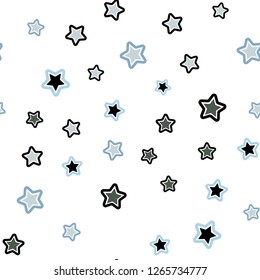 Light Blue, Green vector seamless cover with small and big stars. Blurred decorative design in simple style with stars. Pattern for design of fabric, wallpapers.