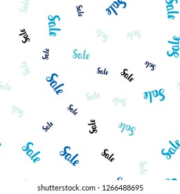 Light Blue, Green vector seamless pattern with sale signs. Shining colorful illustration with isolated selling prices. Template for season sales, shopping ads.