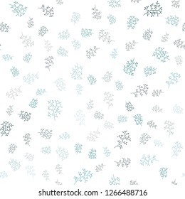 Light Blue, Green vector seamless abstract background with leaves, branches. Leaves, branches in natural style on white background. Pattern for design of fabric, wallpapers.