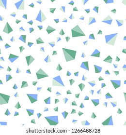 Light Blue, Green vector seamless, isometric pattern with polygonal style. Illustration with set of colorful triangles. Design for textile, fabric, wallpapers.