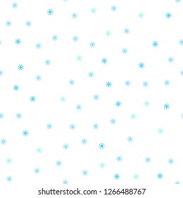 Light Blue, Green vector seamless layout with bright snowflakes. Colorful decorative design in xmas style with snow. Pattern for design of fabric, wallpapers.