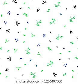 Light Blue, Green vector seamless doodle background with leaves. Creative illustration in blurred style with leaves. Trendy design for wallpaper, fabric makers.