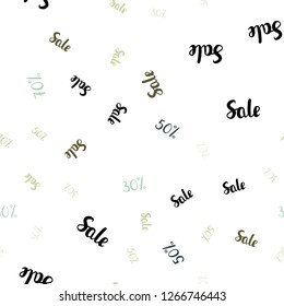 Light Blue, Green vector seamless background with 30, 50, 70 % signs of sales. Shining colorful illustration with isolated selling prices. Backdrop for super sales on Black Friday.