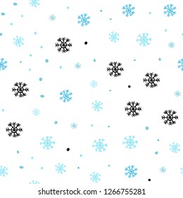 Light Blue, Green vector seamless template with ice snowflakes. Colorful decorative design in xmas style with snow. Template for business cards, websites.