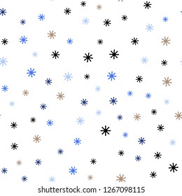 Light Blue, Green vector seamless texture with colored snowflakes. Glitter abstract illustration with crystals of ice. Template for business cards, websites.