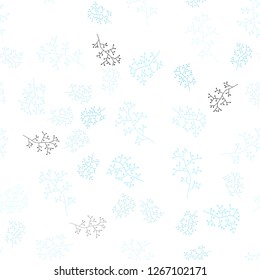 Light Blue, Green vector seamless natural backdrop with branches. Leaves and branches with gradient on white background. Pattern for design of fabric, wallpapers.