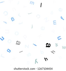 Light Blue, Green vector seamless texture with ABC characters. Shining illustration with ABC symbols on abstract template. Template for business cards, websites.