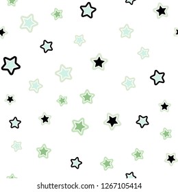 Light Blue, Green vector seamless template with sky stars. Stars on blurred abstract background with gradient. Template for business cards, websites.