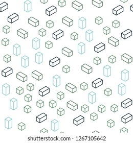 Light Blue, Green vector seamless, isometric pattern in square style. Beautiful illustration with rectangles and squares. Design for wallpaper, fabric makers.