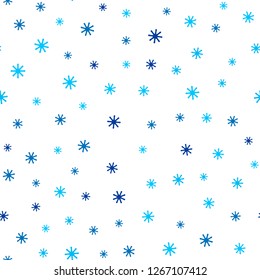 Light Blue, Green vector seamless pattern with christmas snowflakes. Shining colorful illustration with snow in christmas style. Pattern for trendy fabric, wallpapers.