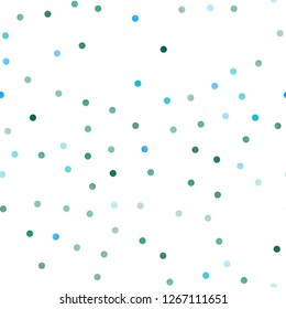 Light Blue, Green vector seamless texture with disks. Blurred decorative design in abstract style with bubbles. The pattern can be used for aqua ad, booklets.