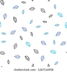 Light Blue, Green vector seamless abstract background with leaves. Glitter abstract illustration with doodles and leaves. Template for business cards, websites.