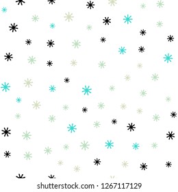 Light Blue, Green vector seamless pattern with christmas snowflakes. Glitter abstract illustration with crystals of ice. Design for wallpaper, fabric makers.
