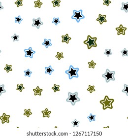 Light Blue, Green vector seamless template with sky stars. Modern geometrical abstract illustration with stars. Template for business cards, websites.